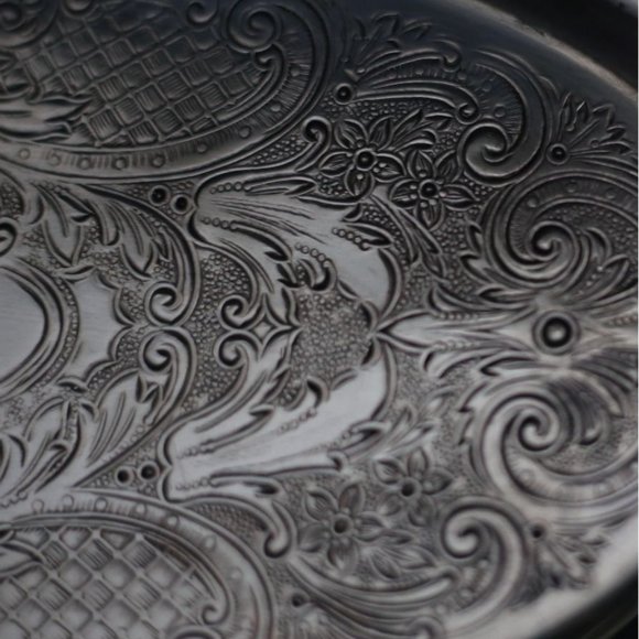 National Silver Company Silver Plate Tray Plate Oval Ornate Vanity Tray - Picture 2 of 5